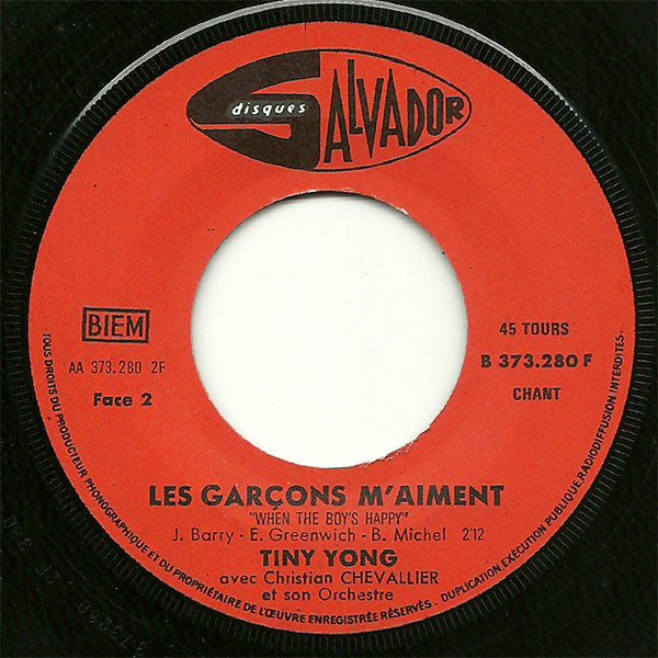 Tiny Yong - Il Reviendra / Les Garçons M'aiment | Disques Salvador (B 373.280 F) - 4 Tiny Yong - Il Reviendra / Les Garçons M'aiment | Disques Salvador (B 373.280 F) - 4
