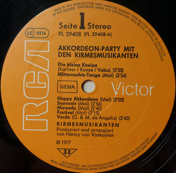 De Kermisklanten - Akkordeon Party Mit Den Kirmesmusikanten | RCA (PL 29408) - 3