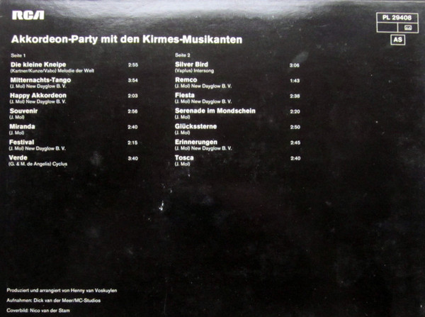 De Kermisklanten - Akkordeon Party Mit Den Kirmesmusikanten | RCA (PL 29408) - 2