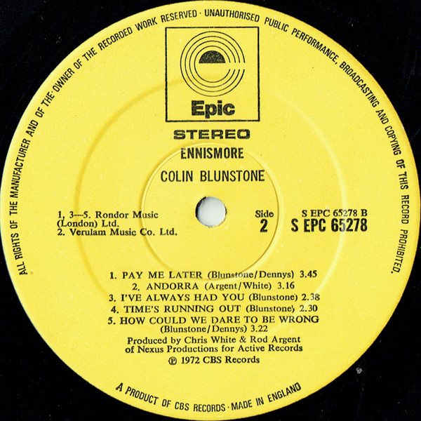 Colin Blunstone - Ennismore | Epic (EPC 65278) - 4 Colin Blunstone - Ennismore | Epic (EPC 65278) - 4