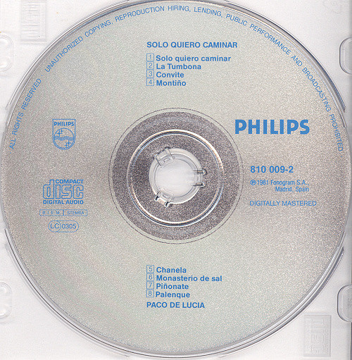 Paco De Lucía - Solo Quiero Caminar | Philips (810 009-2) - 3