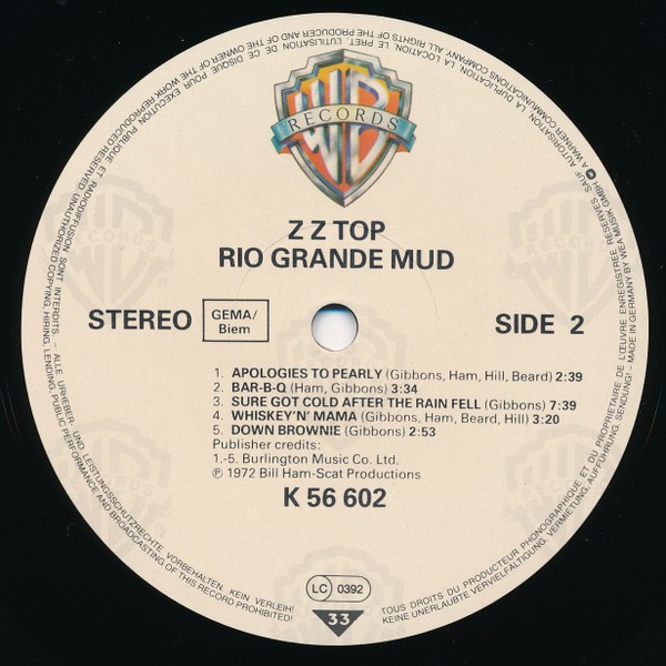 ZZ Top - Rio Grande Mud | Warner Bros. Records (WB 56 602) - 2