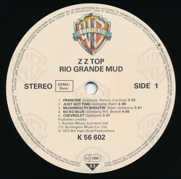 ZZ Top - Rio Grande Mud | Warner Bros. Records (WB 56 602) - main