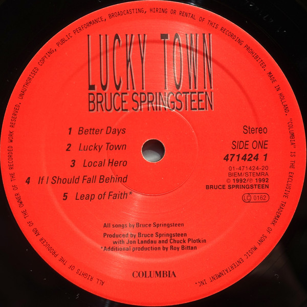 Bruce Springsteen - Lucky Town | Columbia (COL 471424 1) - 3 Bruce Springsteen - Lucky Town | Columbia (COL 471424 1) - 3