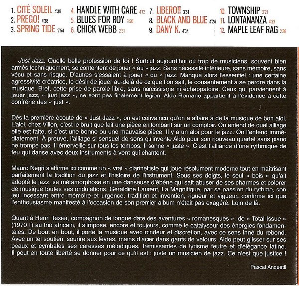 Aldo Romano With Henri Texier , Géraldine Laurent , Mauro Negri - Just Jazz | Dreyfus Jazz (FDM 46050 369202) - 4 Aldo Romano With Henri Texier , Géraldine Laurent , Mauro Negri - Just Jazz | Dreyfus Jazz (FDM 46050 369202) - 4