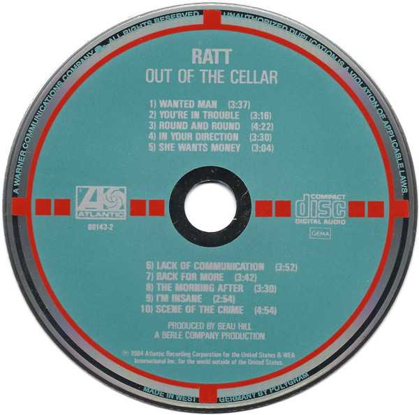Ratt - Out Of The Cellar CD | Atlantic (7 80143-2) - 3