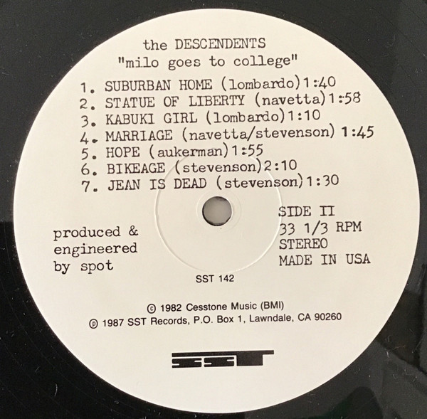 Descendents - Milo Goes To College [Vinyl] | SST Records (SST 142) - 4