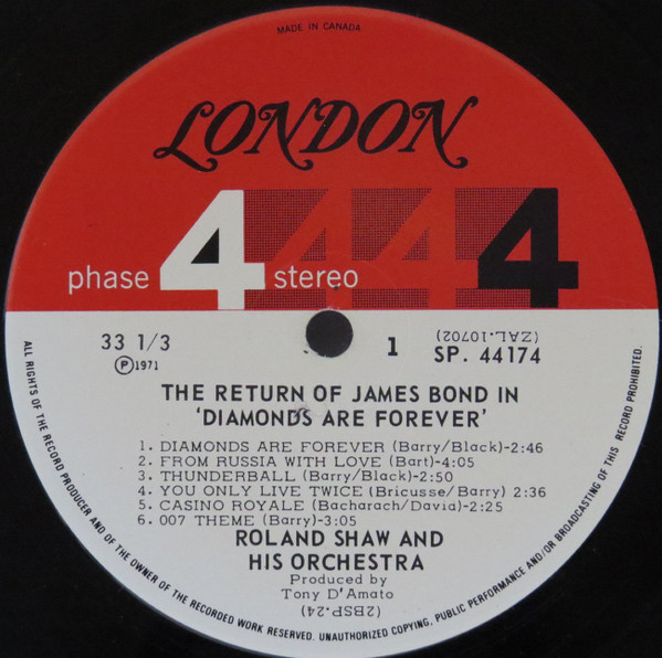 The Roland Shaw Orchestra - The Return Of James Bond In Diamonds Are Forever And Other Secret Agent Themes | London Records (2 BSP 24) - 4