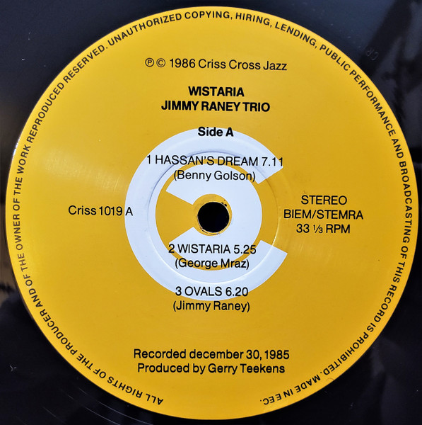 Jimmy Raney Trio With Tommy Flanagan And George Mraz - Wistaria [Vinyl] | Criss Cross Jazz (Criss 1019) - 3