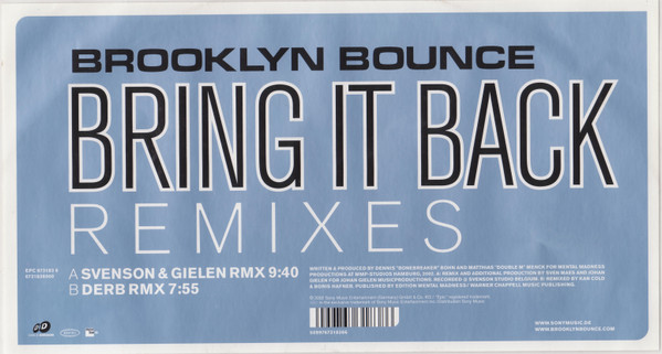 Brooklyn Bounce - Bring It Back (Remixes) | Epic (EPC 673183 8) - 4
