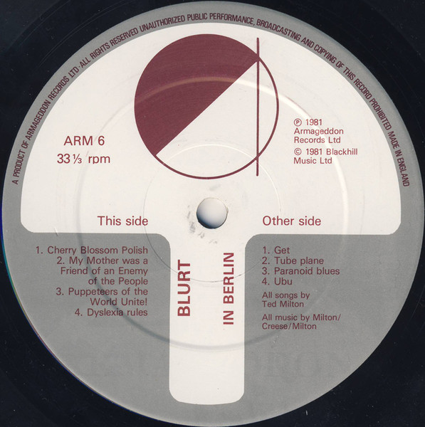 Blurt - In Berlin | Armageddon Records (ARM 6) - 3