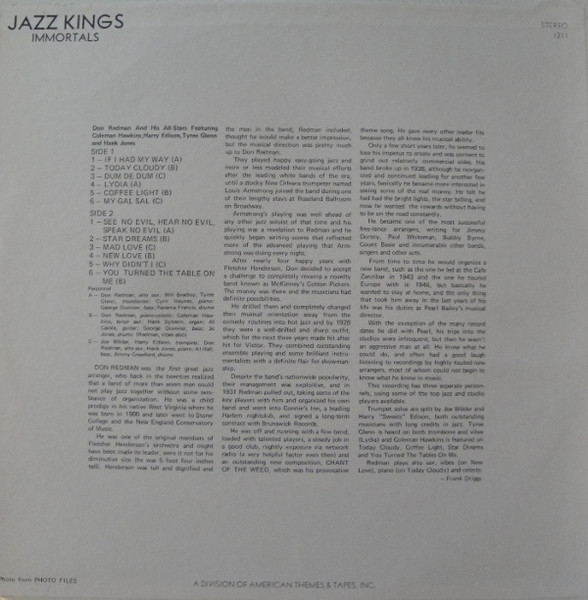 Don Redman All Stars - Don Redman And His All-Stars | Jazz Kings (JK 1211) - 2 Don Redman All Stars - Don Redman And His All-Stars | Jazz Kings (JK 1211) - 2