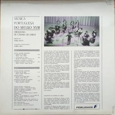 Orquestra de Câmara de Lisboa , Jorge Matta - Música Portuguesa Do Século XVIII | EMI (1775711)