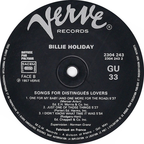 Billie Holiday - Songs For Distingué Lovers | Verve Records (2304 243) - 2