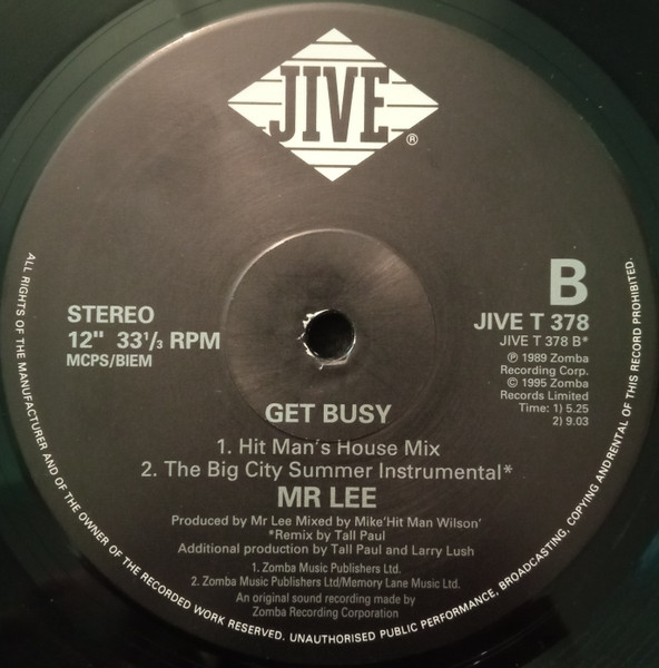 Mr. Lee - Get Busy | Jive (JIVE T 378) - 4