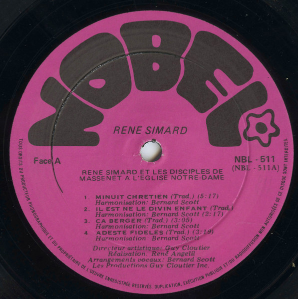 René Simard - René Simard Et Les Disciples De Massenet A L'Église Notre Dame [Vinyl] | Nobel (NBL - 511) - 3