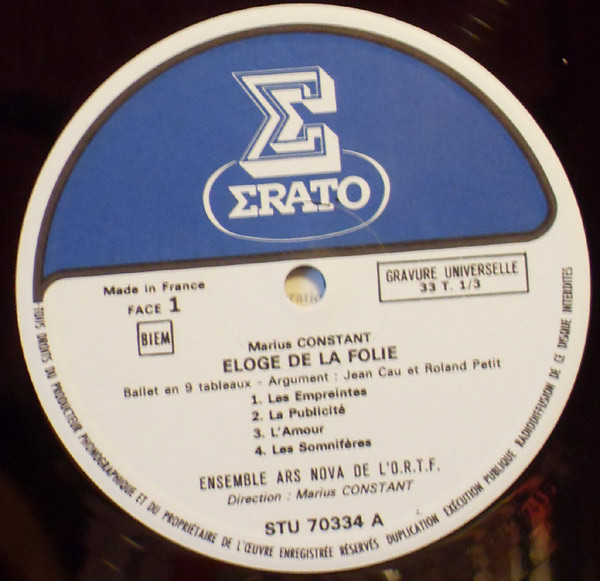 Marius Constant - Eloge De La Folie | Erato (STU 70334) - 3 Marius Constant - Eloge De La Folie | Erato (STU 70334) - 3