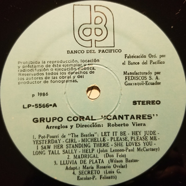 Grupo Coral Cantares - Muchas Felicidades De Sus Amigos Del Banco Banco | Banco Del Pacifico (L.P.-5566) - 2