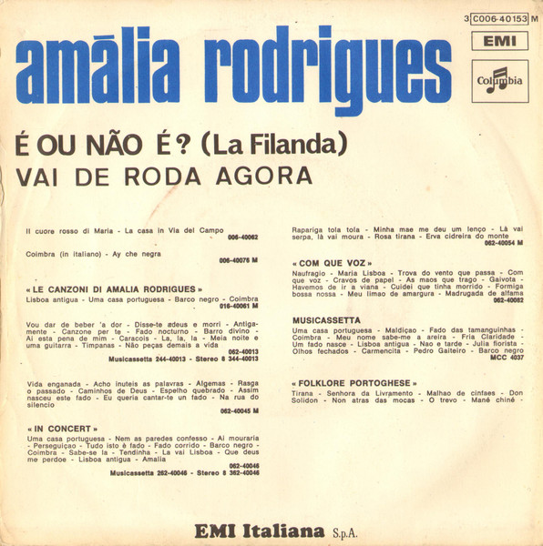 Amália Rodrigues - É Ou Não É ? (La Filanda) | Columbia (3C 006-40153) - 2