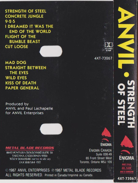 Anvil - Strength Of Steel [Cassette] | Metal Blade Records (4XT-73267) - 2