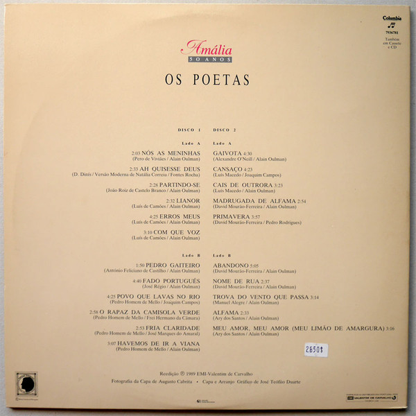 Amália Rodrigues - Os Poetas | Columbia (7936781) - 2