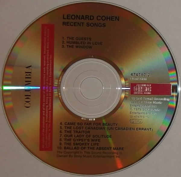 Leonard Cohen - Recent Songs | Columbia (474750 2) - 3