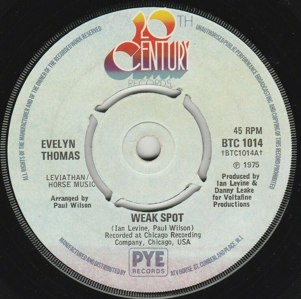 Evelyn Thomas - Weak Spot | 20th Century Records (BTC 1014)