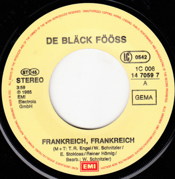 Bläck Fööss - Frankreich, Frankreich | EMI (1C 006 14 7059 7) - 3