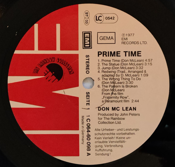 Don McLean - Prime Time | EMI (1C 064-60 098) - 4