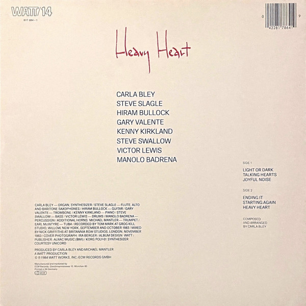 Carla Bley - Heavy Heart | WATT (WATT/14) - 2