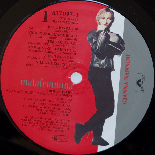 Gianna Nannini - Malafemmina | Polydor (837 097-1) - 3