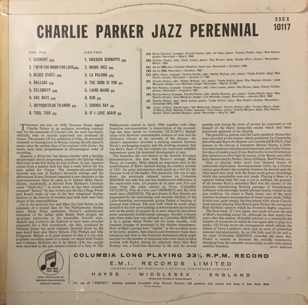 Charlie Parker - Jazz Perennial | Columbia (33CX 10117) - 2 Charlie Parker - Jazz Perennial | Columbia (33CX 10117) - 2