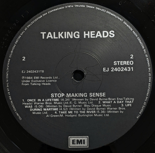Talking Heads - Stop Making Sense | EMI (TAH 1) - 4 Talking Heads - Stop Making Sense | EMI (TAH 1) - 4