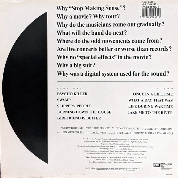 Talking Heads - Stop Making Sense | EMI (TAH 1) - 2 Talking Heads - Stop Making Sense | EMI (TAH 1) - 2