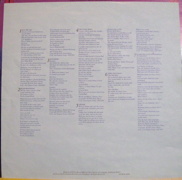 Styx - Crystal Ball | A&M Records (SP-4604) - 4 Styx - Crystal Ball | A&M Records (SP-4604) - 4