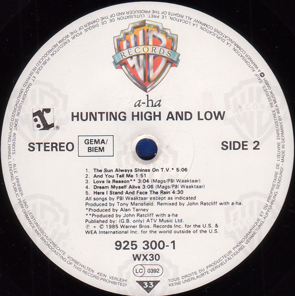 a-ha - Hunting High And Low | Warner Bros. Records (925 300-1) - 4 a-ha - Hunting High And Low | Warner Bros. Records (925 300-1) - 4