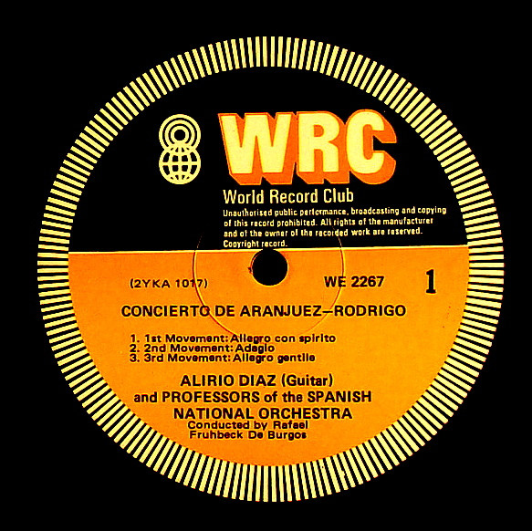 Joaquín Rodrigo / Mauro Giuliani / Alirio Díaz / Orquesta Nacional De España / Rafael Frühbeck De Burgos - Concierto De Aranjuez / Concerto For Guitar, Strings & Timpani, Op. 30 | World Record Club (WE 2267) - 3