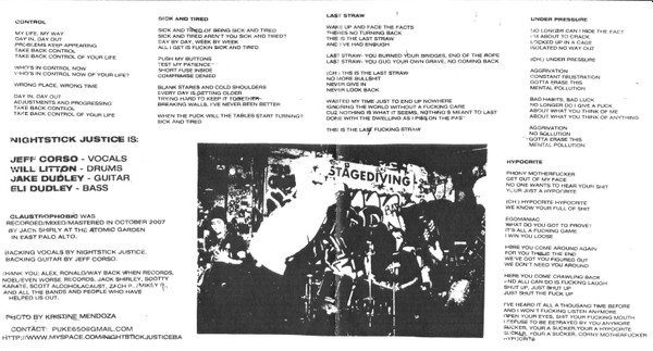Nightstick Justice - Claustrophobic E.P. | Grave Mistake Records (No. 23) - 3 Nightstick Justice - Claustrophobic E.P. | Grave Mistake Records (No. 23) - 3
