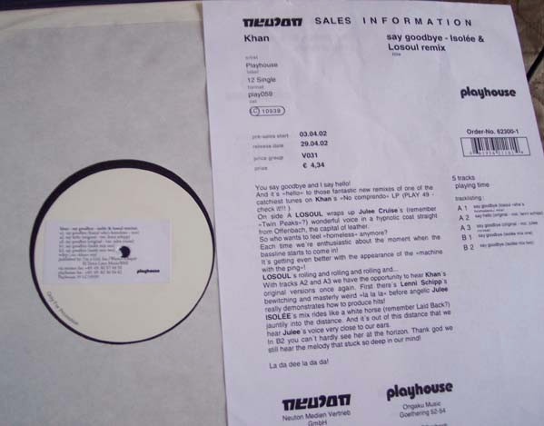 Khan - Say Goodbye  (Isolée And LoSoul Remix) | Playhouse (PLAY059) - 2