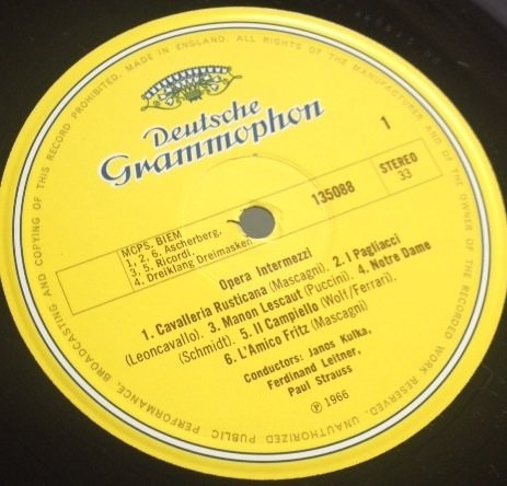 Janos Kulka , Ferdinand Leitner , Paul Strauss , Ferenc Fricsay - Opern-Intermezzi | Deutsche Grammophon (135 088) - 3