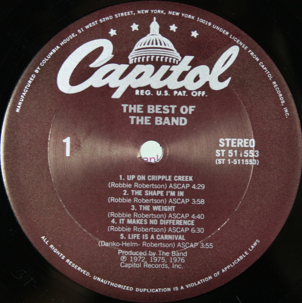 The Band - The Best Of The Band | Capitol Records (ST 511553) - 3 The Band - The Best Of The Band | Capitol Records (ST 511553) - 3