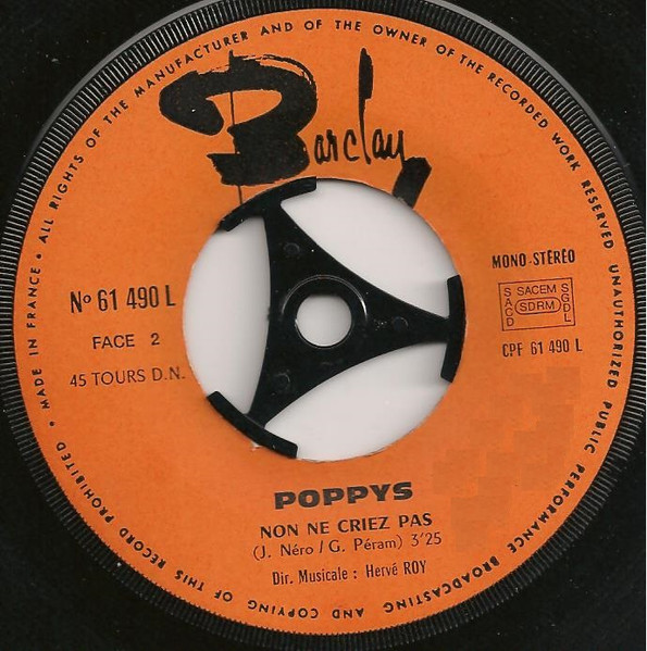 Poppys - Des Chansons Pop / Non Ne Criez Pas | Barclay (61.490 L) - 4
