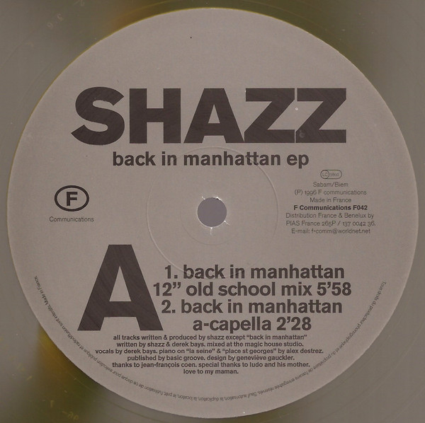 Shazz - Back In Manhattan EP | F Communications (F042)