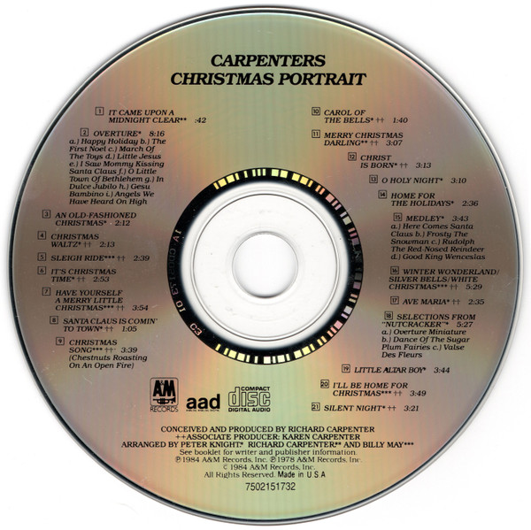 Carpenters - Christmas Portrait | A&M Records (CD 5173 DIDX 186) - 3 Carpenters - Christmas Portrait | A&M Records (CD 5173 DIDX 186) - 3