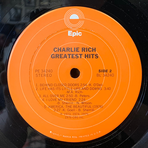 Charlie Rich - Greatest Hits | Epic (PE 34240) - 4 Charlie Rich - Greatest Hits | Epic (PE 34240) - 4