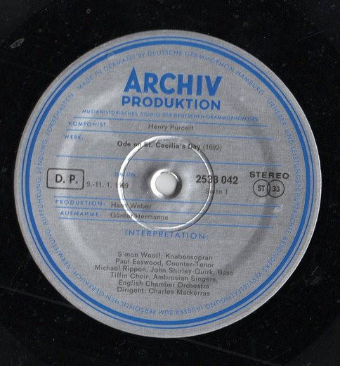 Henry Purcell - Ode On St. Cécilia's Day | Archiv Produktion (2533 042) - 2