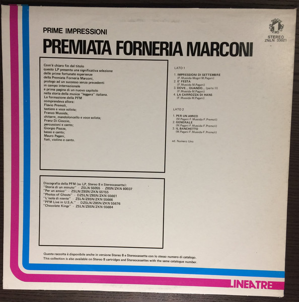 Premiata Forneria Marconi - Prime Impressioni | Numero Uno (ZNLN 33021) - 2 Premiata Forneria Marconi - Prime Impressioni | Numero Uno (ZNLN 33021) - 2