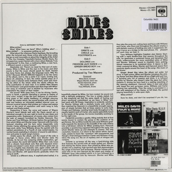 The Miles Davis Quintet - Miles Smiles | CBS (CBS 85561) - 2