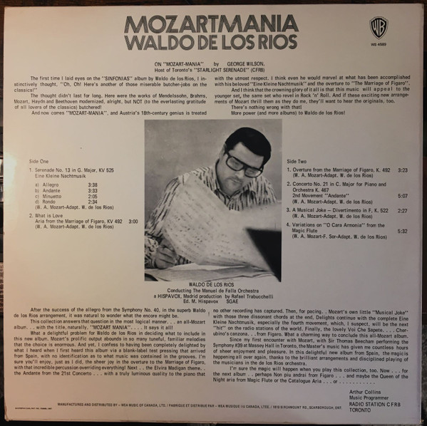 Wolfgang Amadeus Mozart - Waldo De Los Rios - Mozartmania | Warner Bros. Records (WS 4589) - 2