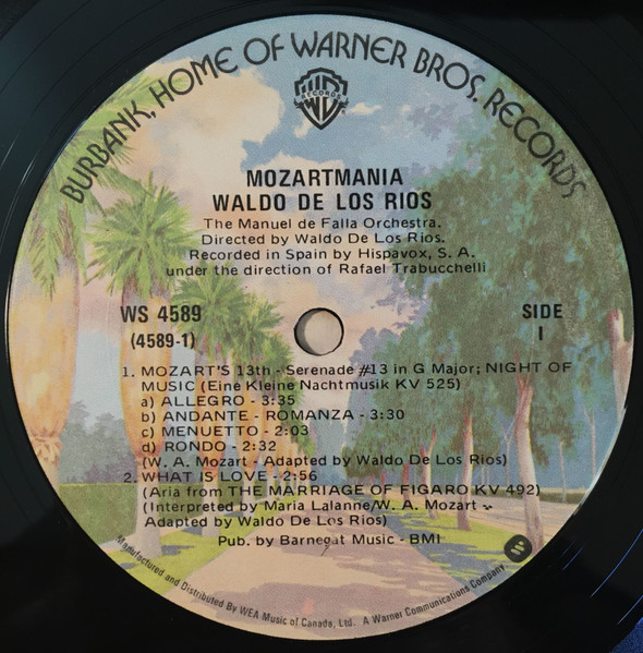 Wolfgang Amadeus Mozart - Waldo De Los Rios - Mozartmania | Warner Bros. Records (WS 4589) - 3